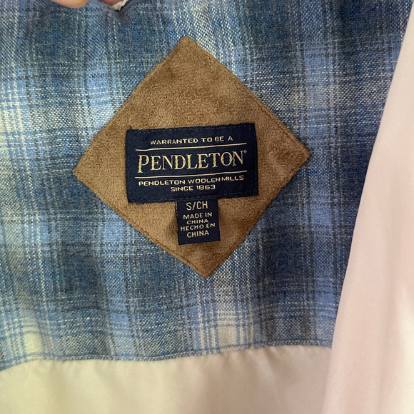 Pendleton Teddy Sherpa Fluffy Zip Up Ivory Blue Cream Flannel Womens Jacket Sz S - Picture 7 of 14